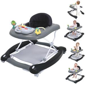 5 in 1 Foldable Baby Walker,Activity Baby Walker-Baby Bouncer,Rocker,Activity Center,Seat and Push Walker,Detachable Footrest Mat,Adjustable Speed Rear Wheels and Height,Ages 6-18 Months (Black)