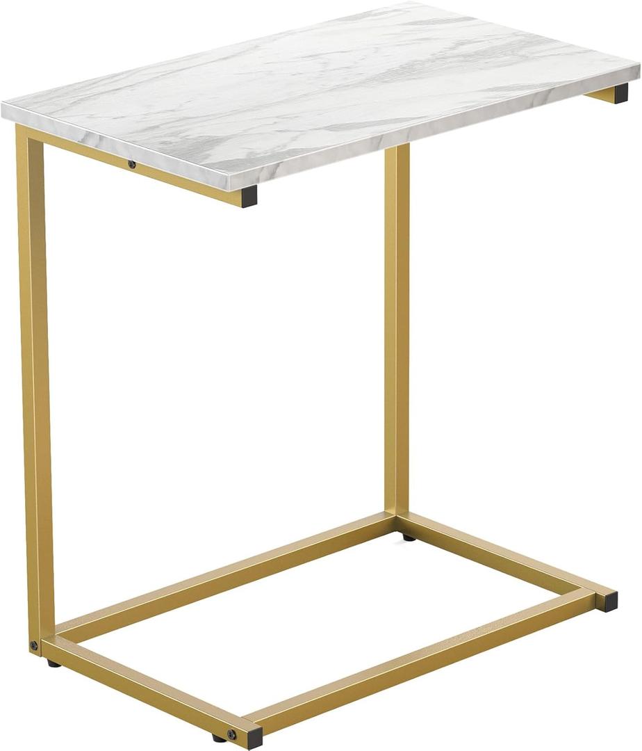Pipishell C Shaped End Table 27 inches High, Side Table for Couch Slide Under, C Table Sofa Side End Table for Living Room (12.6D x 20.5W x 27.2H in, Metal)