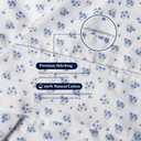 sunflower Extra Deep Pocket Queen Sheet Sets Fits 18"-24" in Deep Mattress -100% Cotton Queen Sheet Set, Blue Posy Hotel Luxury Soft Breathable Sheet Sets for Queen Bed Deep Pocket