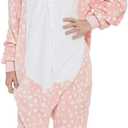 ABENCA Kids Deer Onesie Reindeer Costume Animal Girls Pajamas Christmas Halloween Cosplay Sleepwear.Pink Deer.140 (9-10 Years)