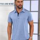 Angbater Men's Button Polo Shirts Short Sleeve Casual Summer T-Shirt Slim Fit Contrast Color Golf Shirt (XL)