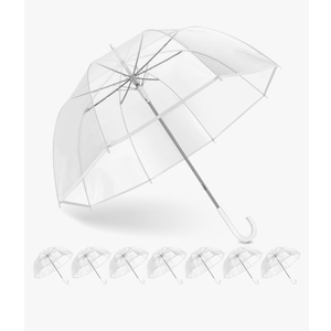 8 Pack Clear Bubble Umbrella Wedding, High-Visibility Transparent Rain Umbrellas Bulk, Windproof Large Clear Umbrella, Firm and Durable, Dome Umbrellas for Wedding Bride Groom Photography Golf Outdoor