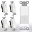 CML 3-Way Illuminated Light Switch, Decorator Rocker Wall Switch with LED Guide Night Light, 15A 120V Paddle Interrupter with Automatic On/Off Sensor, ETL Listed, White, 5 Pack
