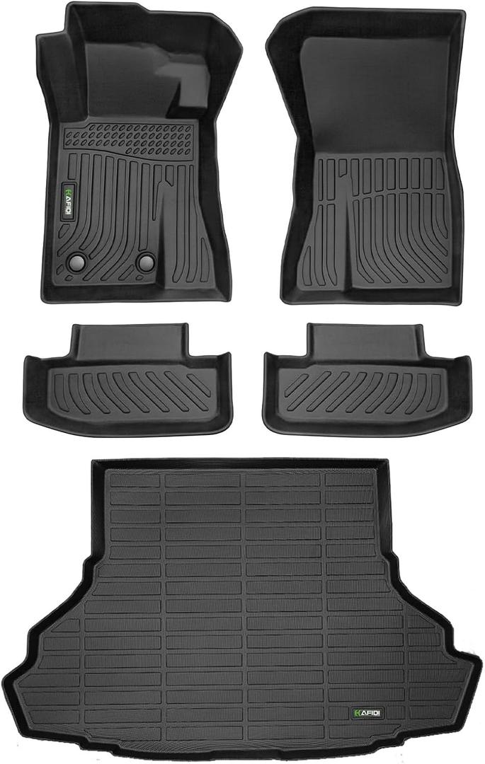 HAFIDI® Floor Mats & Cargo Liner Set Fit for 2015-2026 Ford Mustang (NOT for Mustang Mach E) All Weather Protection TPE Anti-Slip Automotive Full Set Floor Liners Custom Accessories - Black