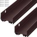 2 Sets Door Sweep Plastic PVC 1 3/4" x 36" Slide on Bottom Exterior Door Seal Strip for Weather Stripping Draft Stopper (Brown)