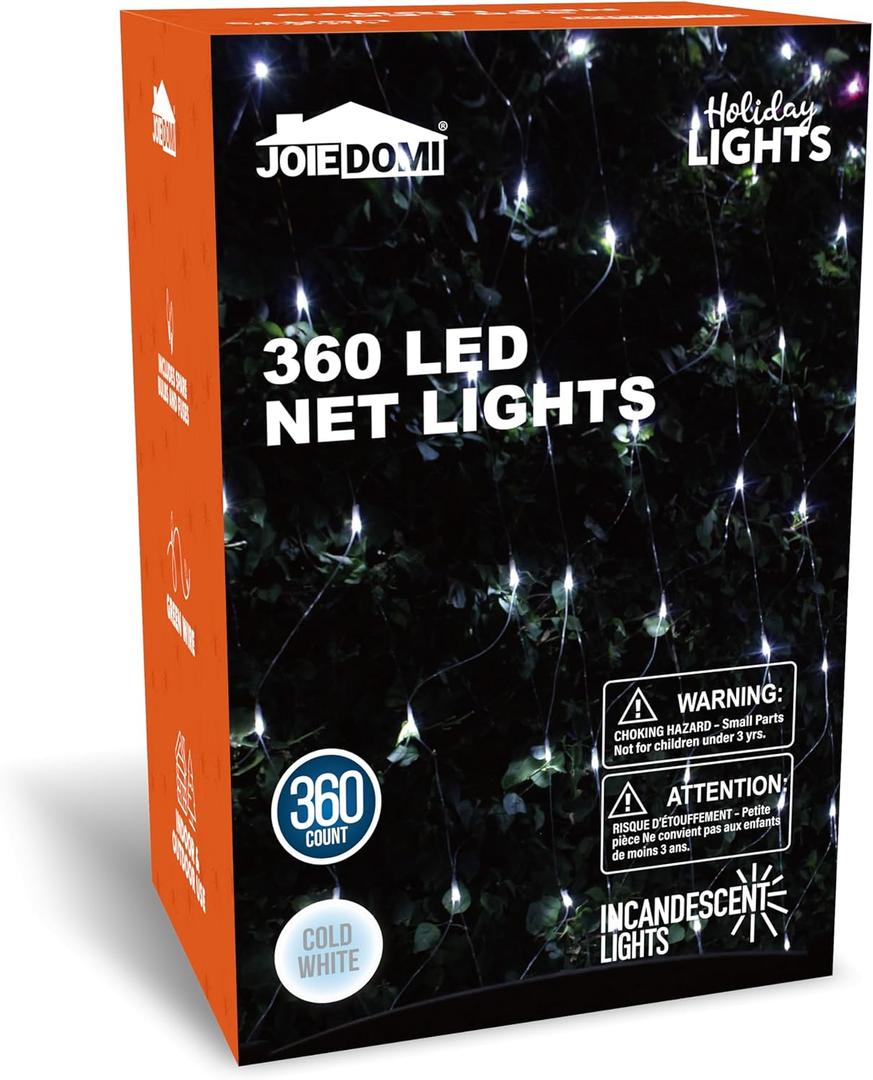 Joiedomi 360 LED Christmas Net Lights for Indoor & Outdoor Decorations, Christmas Events, Christmas Eve Night Decor, Christmas Tree, Bushes (Cold White)