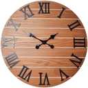 Constantplanet Brown Office Wall Clock Battery Operated Rustic Solid Wood Analog Clocks for Walls 20 Inch Silent Wall Clock Large