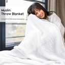 Yoofoss Muslin Blanket 100% Organic Cotton Large Twin Size 60" x 80" for Bed Couch Summer Gauze Blanket for Adults Lightweight and Breathable White