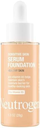 Neutrogena Healthy Skin Sensitive Skin Serum Foundation with Pro-Vitamin B5, Color Correcting & Pore Minimizing Liquid Foundation & Face Serum, Buildable Coverage, Light/Medium 01, 1 oz
