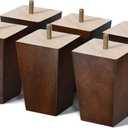 4 inch Wood Furniture Legs Sofa Legs Set of 6 Square Couch Legs Mid-Century Modern Replacement Legs for Armchair,Recliner, Dresser, Sideboard, 4 inch Standard