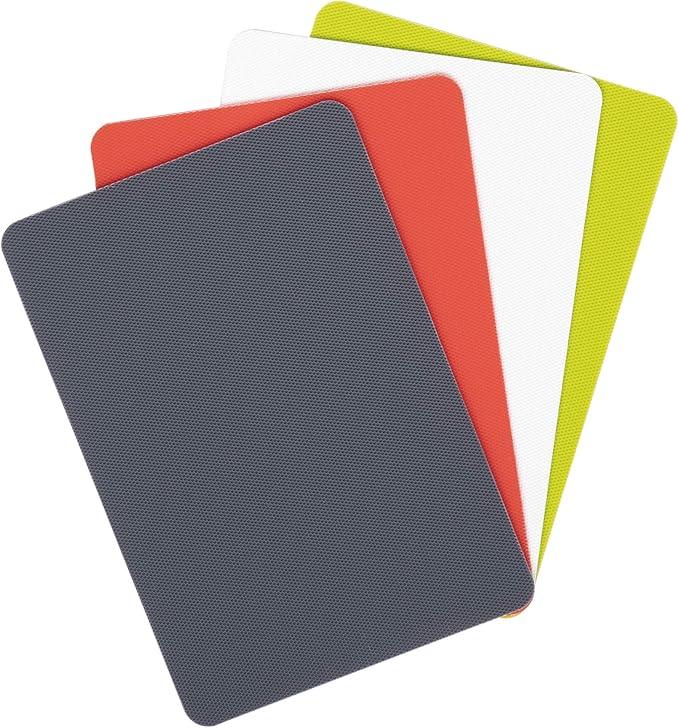 Dexas Heavy Duty Grippmat Flexible Cutting Board Set of Four, 7.5"x"11.5 inches, Gray, Red, White and Green