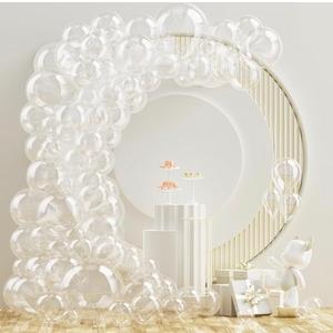 NISOCY Clear Balloons, 18In 12In 10In 5In Black Latex Balloons Arch Garland For Halloween,Engagement, New Years,Graduation,Birthday Party, Clear Theme Anniversary Celebration Decoration