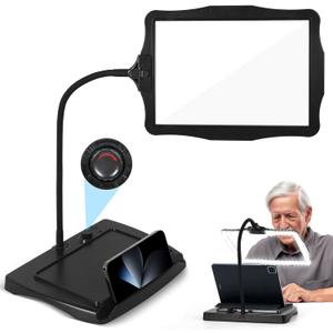 Magnifying Glass with Light and Stand 50 Ultra-Bright LEDs Large Magnifying Lamp with Light Magnifying Glass on Stand Hand-Free with 360 Flexible Gooseneck for Close Work Reading Repair Crafts (Black)