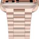 iiteeology Lightweight Stainless Steel Band Designed for Apple Watch Series 1-11, 42mm, 41mm, 40mm, 38mm, SE2&SE3, Replacement iWatch Bands for Women, Rose Gold