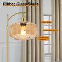 Vintage Floor Lamps for Living Room Glass Floor Lamp with Remote Control,Dimmable Floor Lamp Gold Mid Century Modern Standing Lamp 3 Color Temperature Brass Tall Floor Lamps for Bedroom Corner