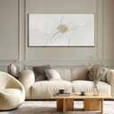 Hand-Painted Floral Wall Art White Gold Petals Living Room 24x48 Inch
