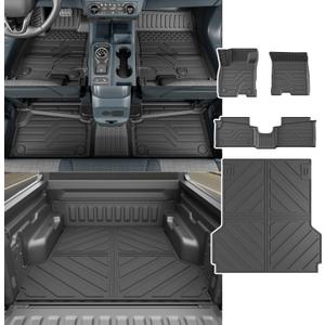 powoq Hybrid Floor Mat Compatible with 2022-2025 Ford Maverick Bed Mat TPE Truck Liner Truck Bed Mat Floor Liner Replacement for 2022 2023 2024 2025 Ford Maverick Accessories (Bed Mat+Floor Mat)