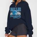 KIDDAD Football Sweatshirt for Women Game Day Graphic 1/4 Zip Shirts Football Team Fans Long Sleeve Pullover Tops (L)