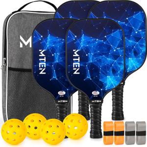 Pickleball Paddles, USAPA Approved Fiberglass Surface Pickleball Set with Pickleball Rackets, Pickleball Paddles Set for Men Women (Blue*4)