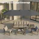 15FT Large Outdoor Patio Umbrella with Solar Lights and Base, Double-Sided Table Umbrellas with 48 LED Lights, Rectangle Market Umbrella for Pool, Deck, Backyard