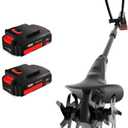 MZK 20V Cordless Tiller Cultivator with Steel Tines,8-inch Wide Battery Powered Garden Cultivator, 360RPM Electric Tiller for Lawn/Gardening/Soil Cultivation(2 * 2AH Battery&Charger Included),TC08D01