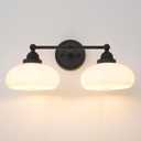Vintage 2-Lights Sconces Wall Lighting with Milk White Glass Shade, Double Arm Wall Lamp Fixture for Living Room Dining Room Bedroom Hallway (Black)