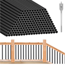 180 Pack 26" Aluminum Deck Balusters 3/4" Black Metal Railing, Hollow Round Outdoor Porch Spindles Indoor Stair Railing for Wood and Composite Deck