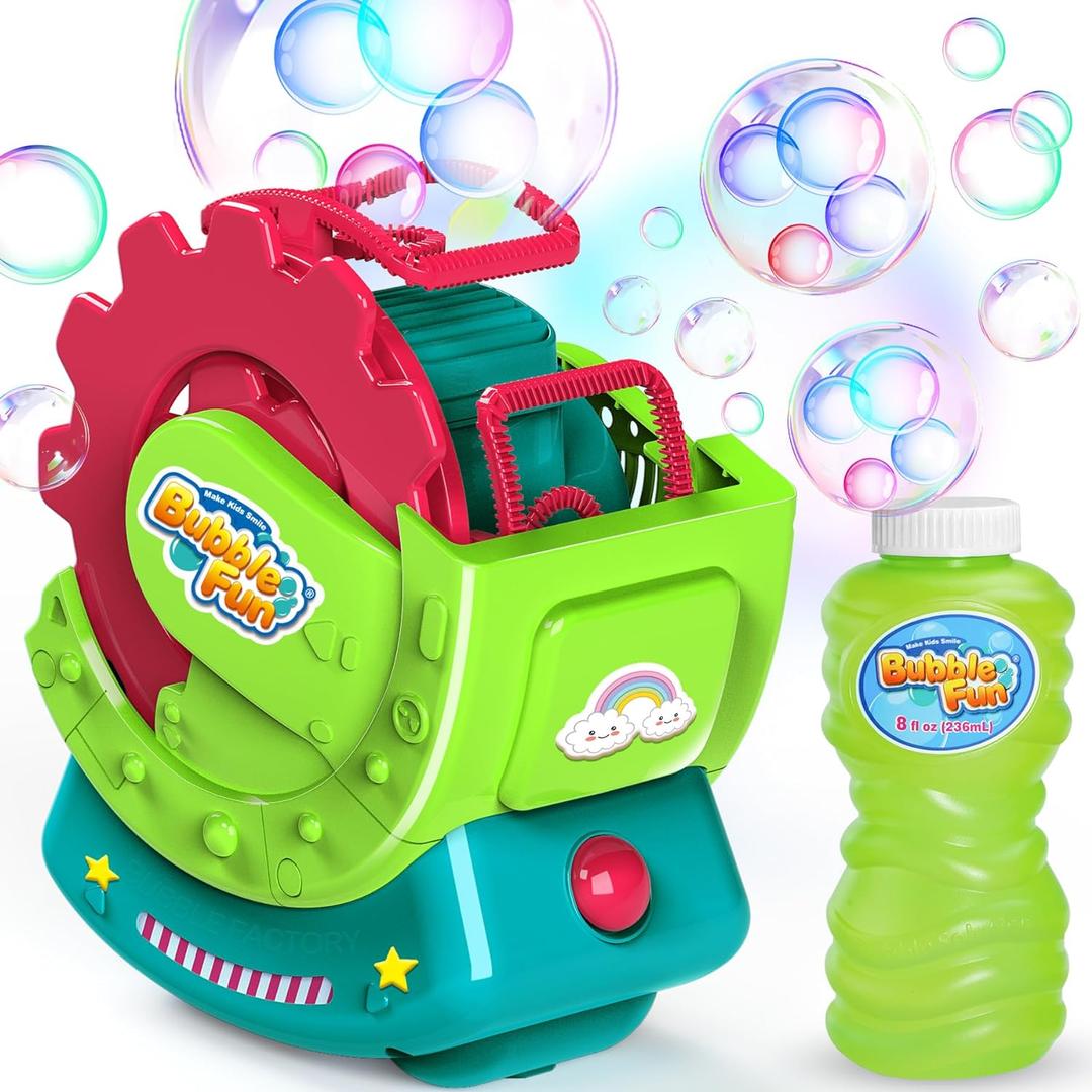 Bubble Machine for Toddlers Kids, Blower With 8oz Solution, Make Extra Large & Bubbles in Bubble, Maker Toy for Indoor Outdoor Birthday Party (Green)
