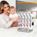 Baby Bottle Drying Rack, Vertical Bottle Rack Dryer Space Saving Bottle Drying Rack Countertop Organizer with Brush Holder for Bottles & Baby Accessories Pacifiers and Pump Part- BPA-Free (Gray)