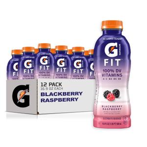 Gatorade Fit Electrolyte Beverage, Healthy Real Hydration, Blackberry Raspberry, 16.9.oz Bottles (12 Pack), Best By: January 8, 2026