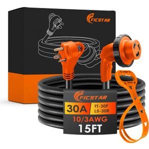 30 Amp RV Extension Cord,15 ft,Heavy Duty Generator Extension Cord with LED Power Indicator,30 AMP Female 90 Twist Lock Adapter with Reverse Polarity Lamp,NEMA TT-30P to L5-30R,120V/125V