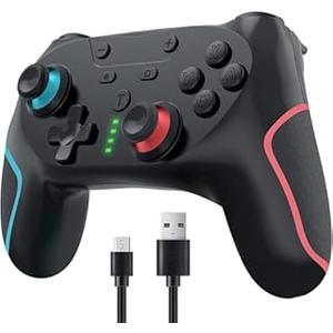 Matbip Wireless Pro Controller for Switch/Switch 2/Switch Lite/Switch OLED, wireless controller for switch with 2 back buttons, 3-level TURBO adjustable (Blue&Red)