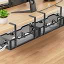 Under Desk Cable Management Tray, GZOKMOG Cord Management with Upgraded Clamp No Drill, Metal Cable Management Box for Home Office, Wire Management for Standing Desk, 2 Pack Black, 13.38 inch