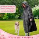 Waitu Wearable Blanket Sweatshirt Gifts for Women and Men, Warm and Cozy Giant Blanket Hoodie, Thick Flannel Blanket with Sleeves and Giant Pocket - Dark Gray- Adult