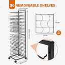 GENMOUS Art Drying Rack, Metal Painting Drying Rack with 30 Removable Shelves, Art Storage Rack with Lockable Wheels for Art Studio Classroom School, 47.2 10.8 12 Inches