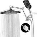 Shower Head with Handheld, 12 Inch Dual Shower Head with Extention Arm, High Pressure Rain Shower Heads, Rainfall Waterfall Showerhead with 3-Way Diverter - Height/Angle Adjustable(Chrome)