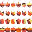Fall Party Favors Thanksgiving Toys, 24 Pcs Mini Pop Fidget Keychain for Kids Pumpkin Turkey Sensory Toys Fall Festival Pinata Goodie Bag Stuffers Treats Classroom Prizes Gifts for Boys Girls Toddler