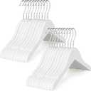 TOPIA HANGER Kids Wooden Hangers 20 Pack, Wood Baby Children Hangers Clothes Dress Shirt Hangers 360 Stronger Flexible Hook- Extra Smoothly Cut Notches, White, CT09W20