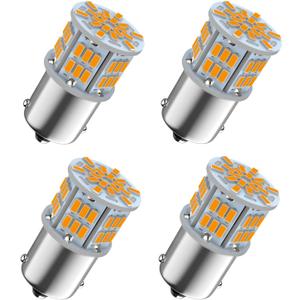 1156 Bulb Amber Yellow, 1141 1003 BA15S Led, 12V-24V 54-SMD 3014 Chips LED Bulbs for RV Camper Trailer Trunk Vehicle Interior Lights Tail Backup Reverse Lights Parking Lights 4pcs