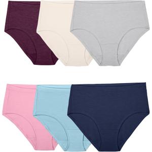 Fruit of the Loom womens Cotton Blend Bikini Underwear (8, Low Rise Brief - Modal - 6 Pack