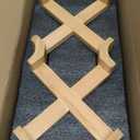 SPUNKYJUNKY 15 Slanted Ceramic Dog and Cat Bowl with Wooden Stand, Tilted Bulldog Food and Water Bowl No Slip Non-Spill for Cats Medium Dogs Big Face Pets 28.7 OZ (3.6 Cups, White-Grey  2)