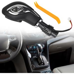 KAKSEY Automatic Gear Shift Knob Handle w/Button Compatible with Ford Escape Fusion 2013-2016 Transit 2015-2020 Transit Connect 2018-2020, Car Gear Shifter Lever Selector Replace DG9Z-7213-EA(Light)