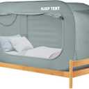 Bed Canopy Bed Tent Dream Tents Privacy Twin Size Sleeping Tents Indoor Pop Up Portable Frame Curtain Breathable with Mosquito Mesh Window for Kids and Adult(Mattress Not Included) Light Gray
