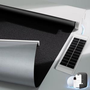 Motorized Blinds with Remote, Smart Blinds with Solar Panel, Thermal Blackout Electric Blinds, Automatic Blinds for Windows Compatible with Alexa, Black-23 x72