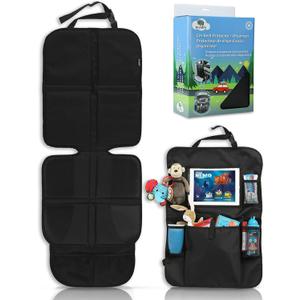 Leo and Ella Car Seat Protector for Child Car Seat, General Use and Backseat Organizer with Tablet Holder, Durable & Waterproof, Child Mat