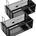 2 Pack Humane Rat Traps 12.5"x5.5"x4.5", Reusable Mouse Traps for Indoor/Outdoor Use, No-Kill Live Capture for Chipmunks, Squirrels, Rats, Mice