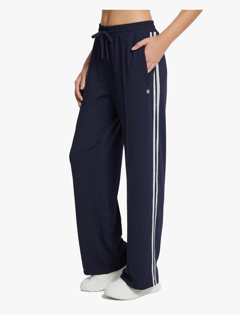baleaf Womens Track Pants Athletic Running Pants Sweatpants Straight Leg Zipper Pockets Sports Jogging Striped Loose Fit