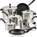 Farberware Classic Stainless Steel Cookware Pots and Pans Set, 15-Piece,50049,Silver