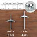 2 x HASWARE Toggle Bolt Zinc Plated Steel and Wing Nut for Hanging Heavy Items on Drywall 3/16 Multi (12 Pack)