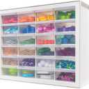 IRIS USA Plastic Drawer Storage Organizer, 24-Drawer Teacher Toolbox Bead Small Parts Organizer Cabinet for Hardware Crafts Nuts Bolts Tools Sticker Home Business Scrapbook Art Hobby Garage - White